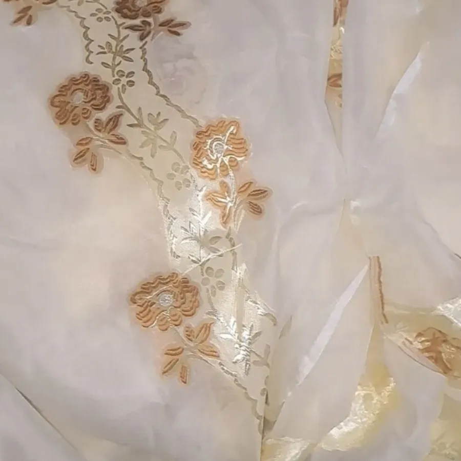 پارچه پرده حریر طلا کوب