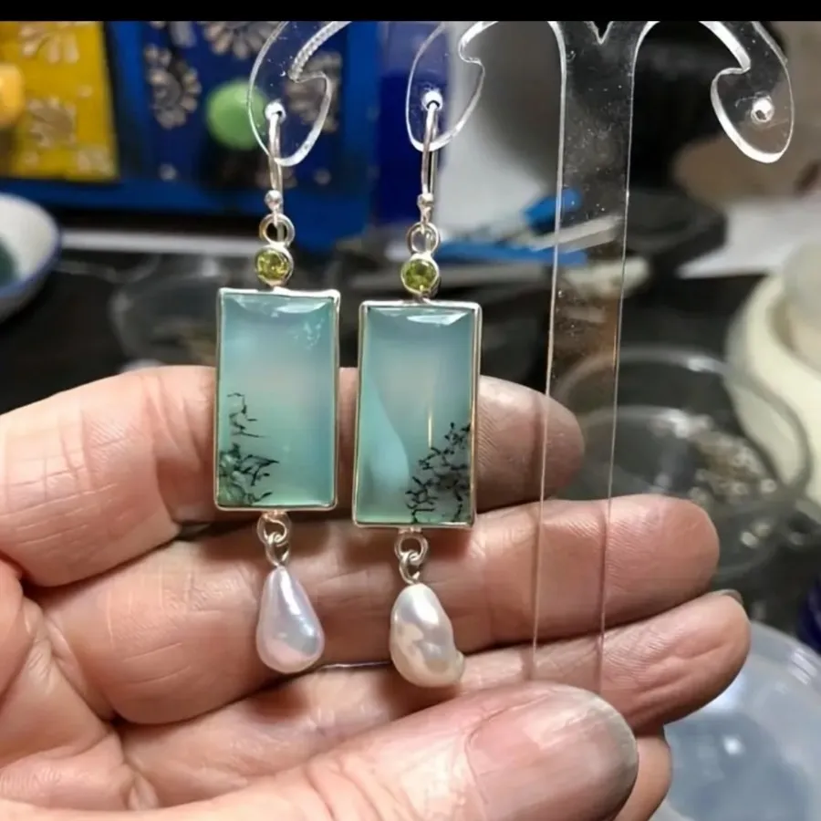 گوشواره رزین و مروارید