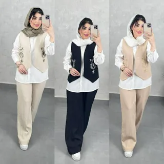 ست شومیز شلوار جلیقه