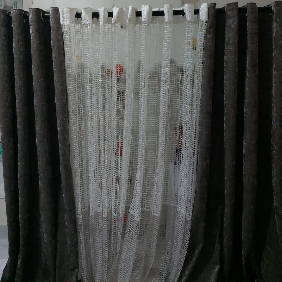 پرده مخمل ترک+تور سفید