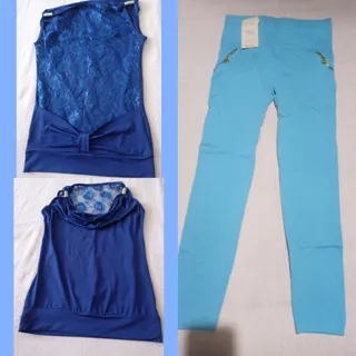 ست تاپ شلوار ورزشی لگ آبی
