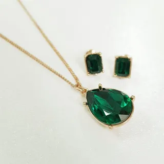 گردنبند گوشواره سنگ سبز