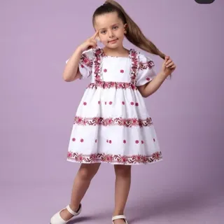 پیراهن گلدوزی دخترانه