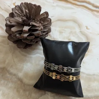 بنگل نقره ای و طلایی جفت