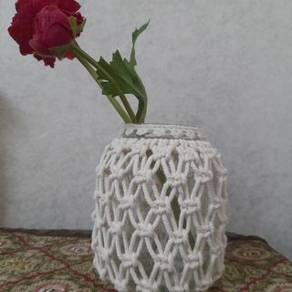 گلدان  و جاشمعی مکرومه