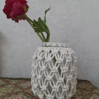 گلدان  و جاشمعی مکرومه
