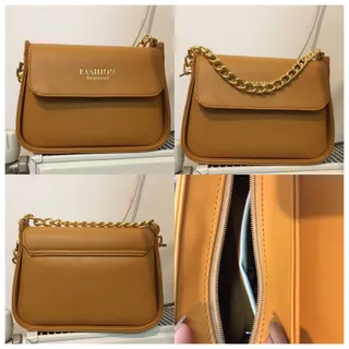 کیف عسلی چرم مصنوعی