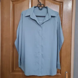 شومیز کرپ آبی