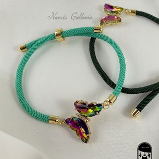 دستبند رنگی طرح پروانه